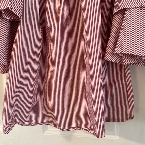 Women’s Gianni Bini Cold Shoulder Bell Sleeve-Red & White Striped Mini Dress XS - Picture 6 of 9